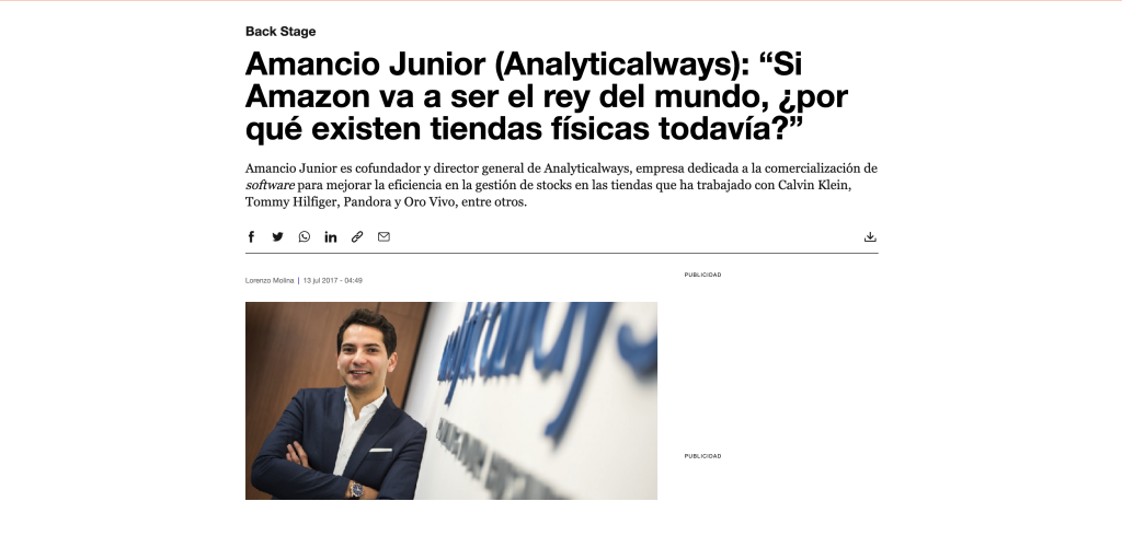 Las tiendas físicas del futuro - Amancio Junior CEO de Analyticalways